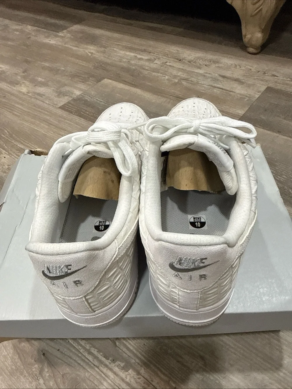 Nike Men’s White Croc-Embossed Air Force 1 Low Sneakers